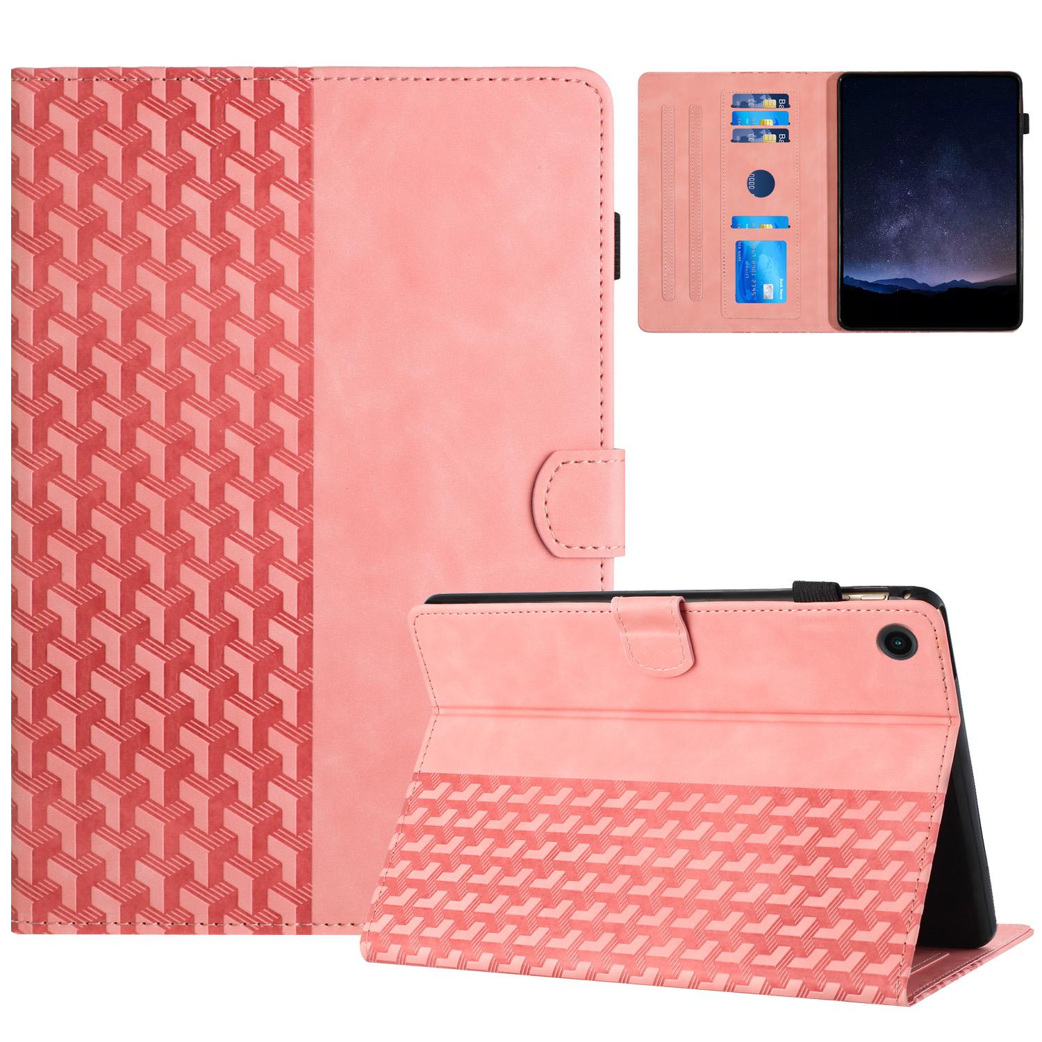 

For Samsung Galaxy Tab A8 10.5 (2021) X205 X200 Leather Case Building Blocks Imprinted Tablet Cover Pink
