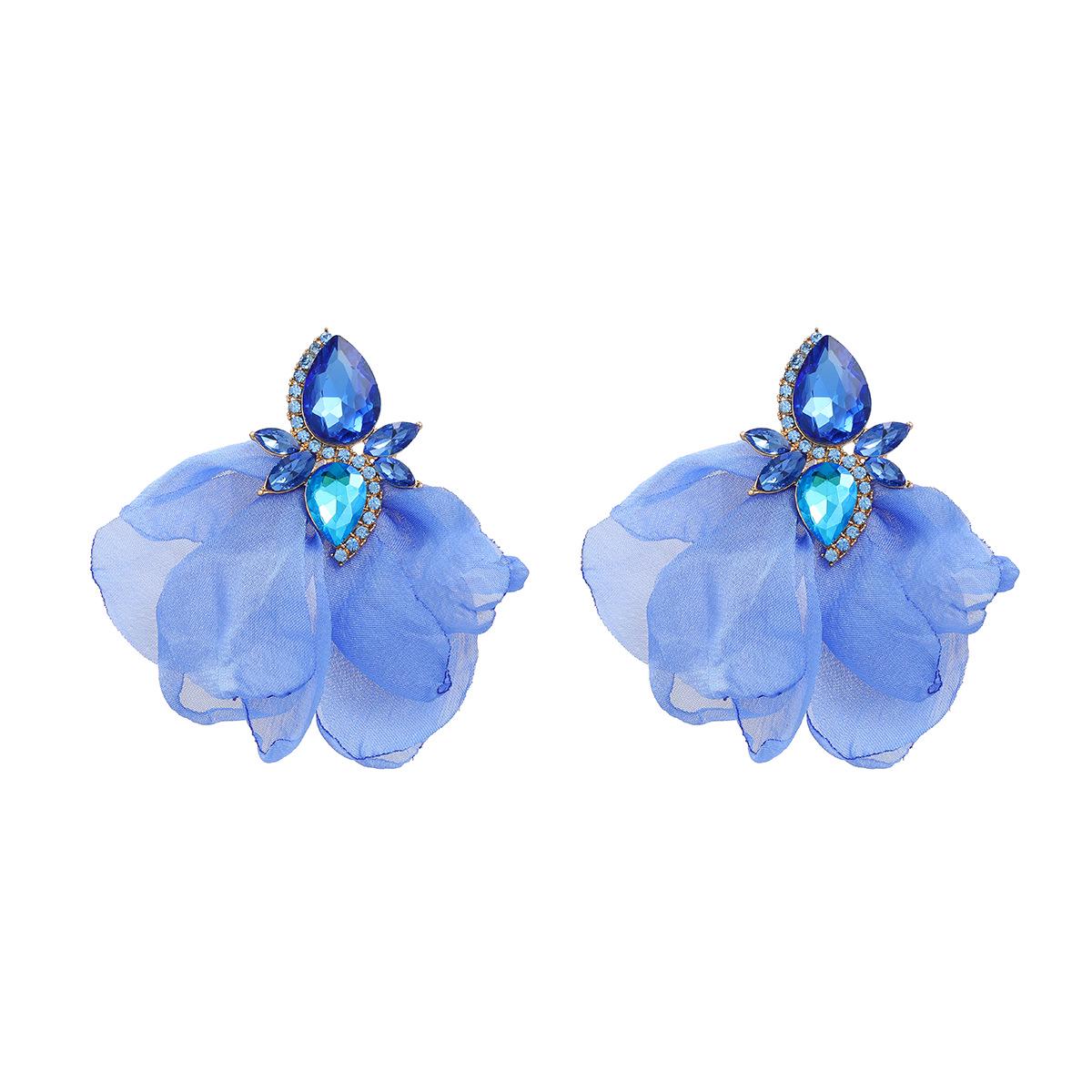 

Серьги из ткани с цветочным мотивом в стиле ретро в стиле бохо с цветными бриллиантами — европейский и американский стиль
