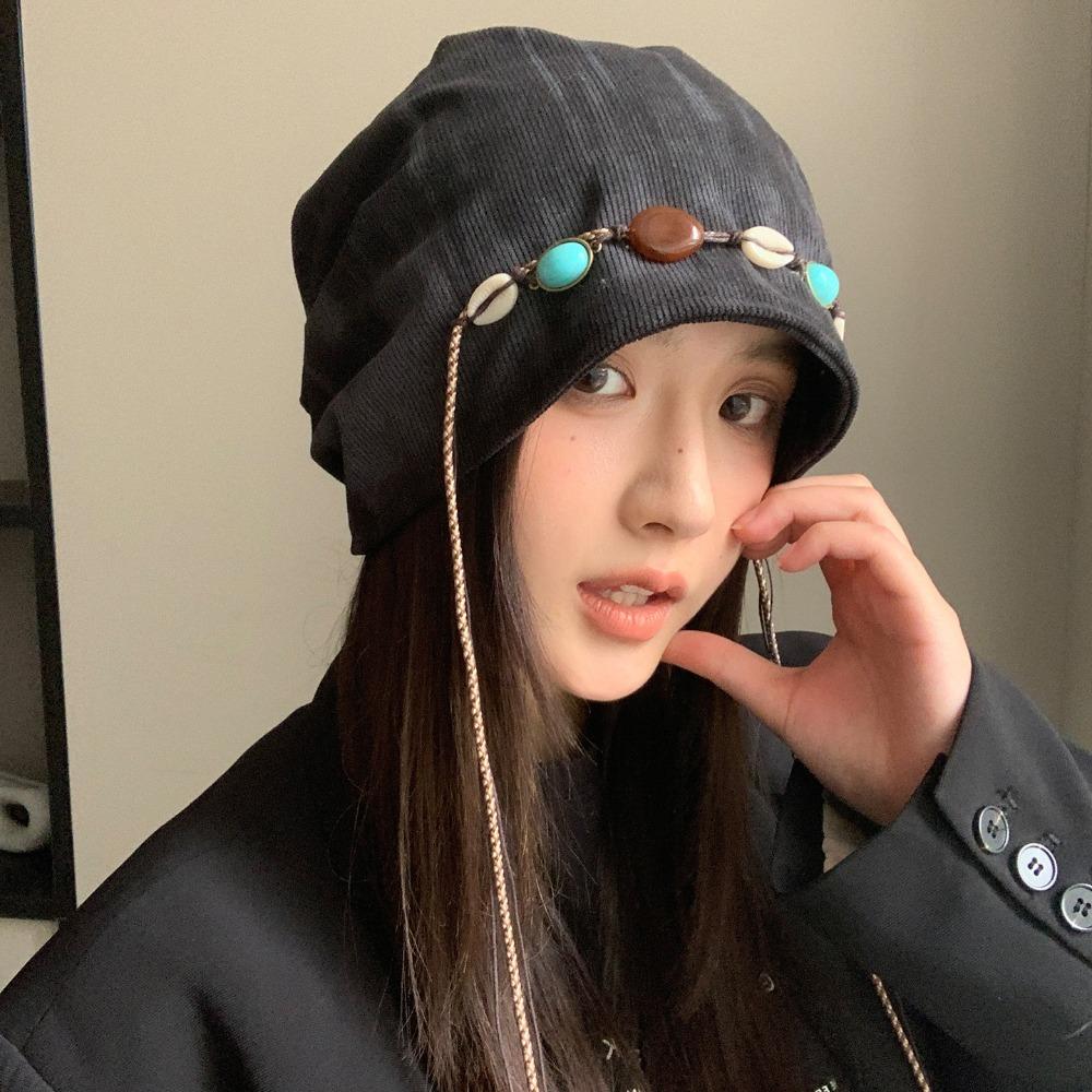 Large Head Circumference Stacked Hat Bohemian Style Beanies Cap Baggy Cap  for Autumn and Winter