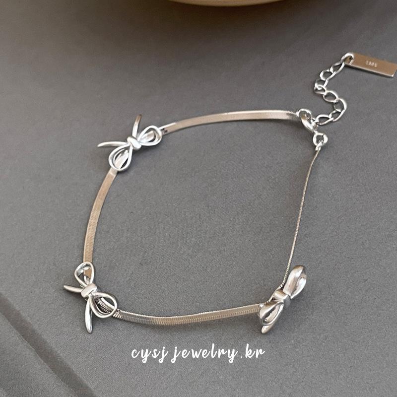 

S925 Silver Korean Bow Bracelet - Women s Exquisite Jewelry Gift 925 Silver