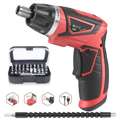 Cordless Electric Screwdriver Screwdriver Kit Rechargeable Power Screwdriver With Led Light 6+1 Torque Setting 200rpm 1500mah