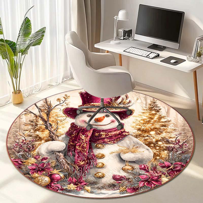 Cute Christmas Day Gift Bell Santa Claus Snowman Christmas Tree round rug Home Soft Decorative Anti slip Chair Mat Carpet Outdoor Floor Mat Carpet 106