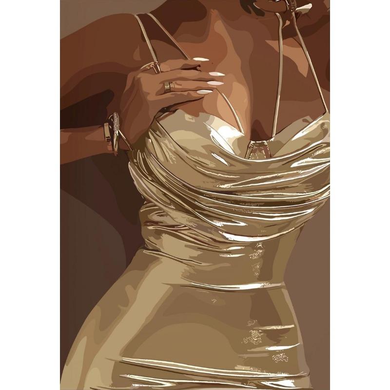 Modern African Black Women Jewelry Necklace Metal Fashion Art Poster Canvas Paintings Wall Art Pictures Home Decor