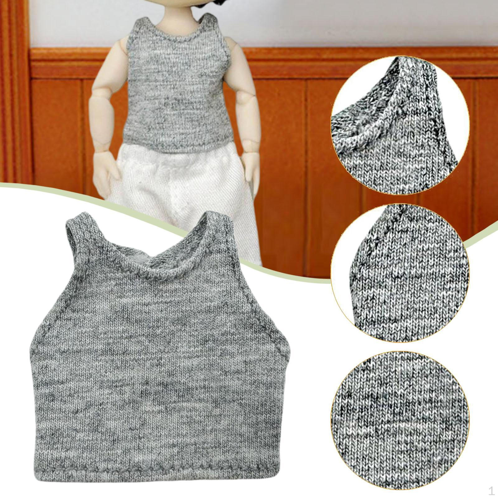 

1/12 BJD Doll Sleeveless Sweaters Vest Pullover Cosplay Make Your Own Dolls for 14cm серый