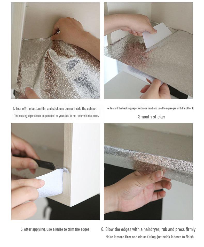 Fireproof, Waterproof, Oil-Resistant Self-Adhesive Aluminum Foil Wallpaper
