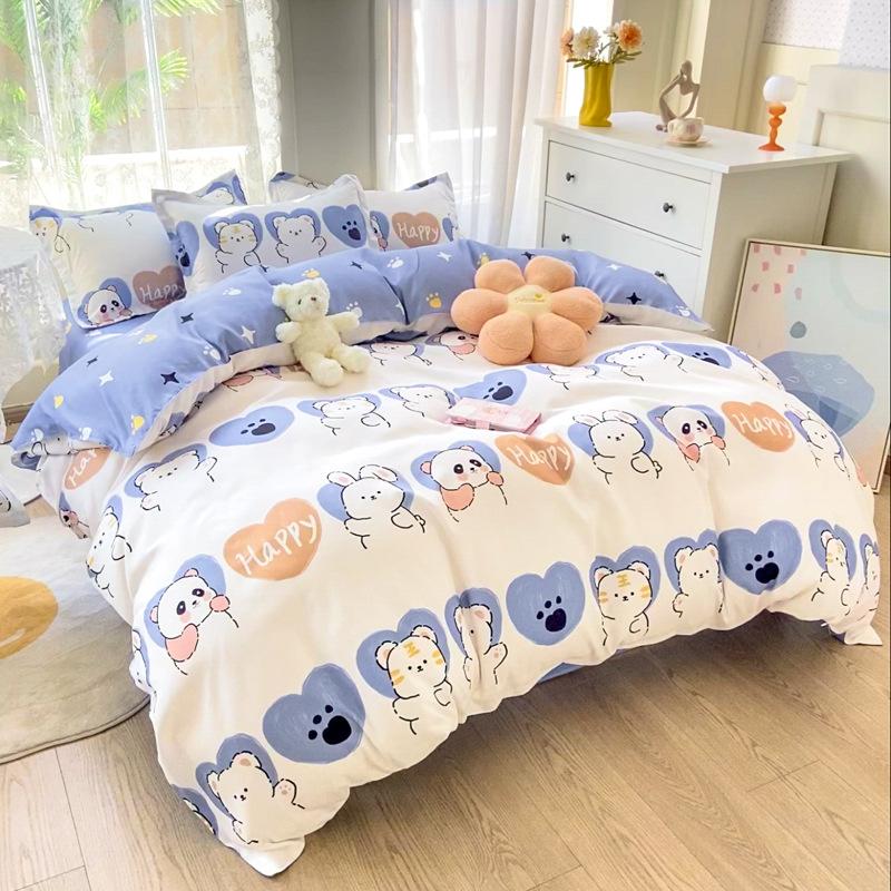 Washed Cotton Bedding Four-piece Set, Quilt Cover, Bed Sheet, Dormitory Three-piece Set