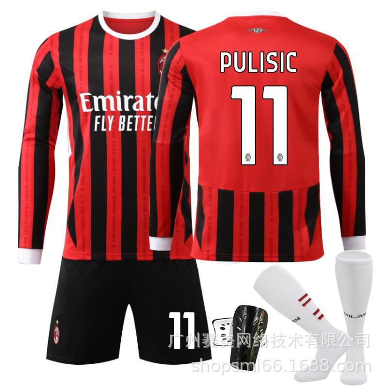2425 AC Milán Domácí Dlouhý Rukáv Dres Set 9 Giroud 10 Leo 19 Olympiáda 11 Ibrahimović Kaka Nohy