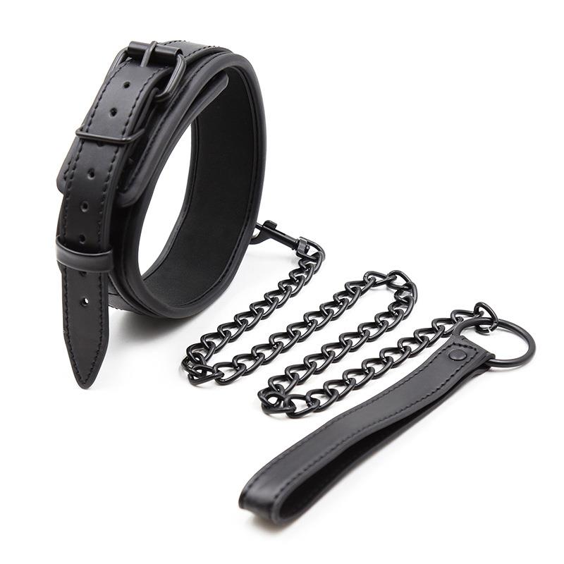 Leather PU BDSM Bondage Kit Set Handcuffs Ankle Cuffs Collar with Leash Restraint Adult Sex Toys for Women Adult Games 18+