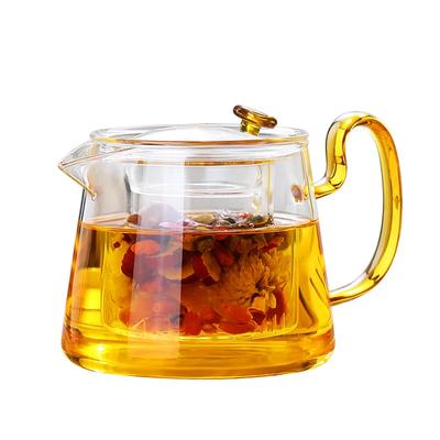 Théière à fleurs en verre résistant à la chaleur 750 ml Bouteille pratique Tasse à thé à fleurs Théière multifonctionnelle Pot de santé Ensemble de thé
