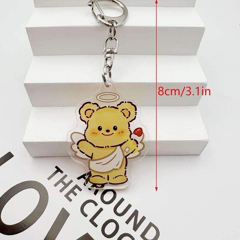 Cute Acrylic Butter Bear Keychains Bag Pendant Cartoon Keyring Jewelry Women Backpack Charms Decor Accessories
