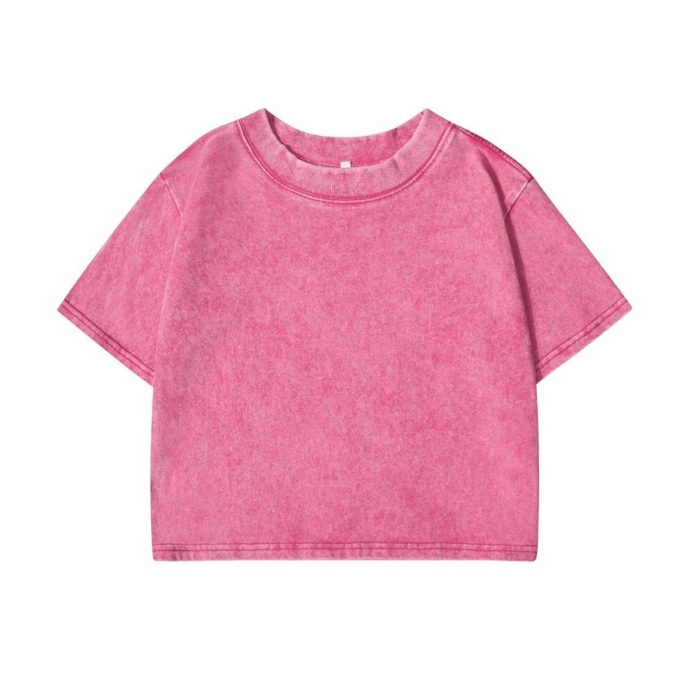 Women Wash Short T Shirt Summer Breathable Tshirt Street Midriff-Baring Tees Cool Casual Vintage Distress Clothes
