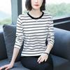 Women Plus Size Striped Long Sleeve T-Shirt O-Neck Cotton Loose Casual Fall Basic Base Top M-5XL