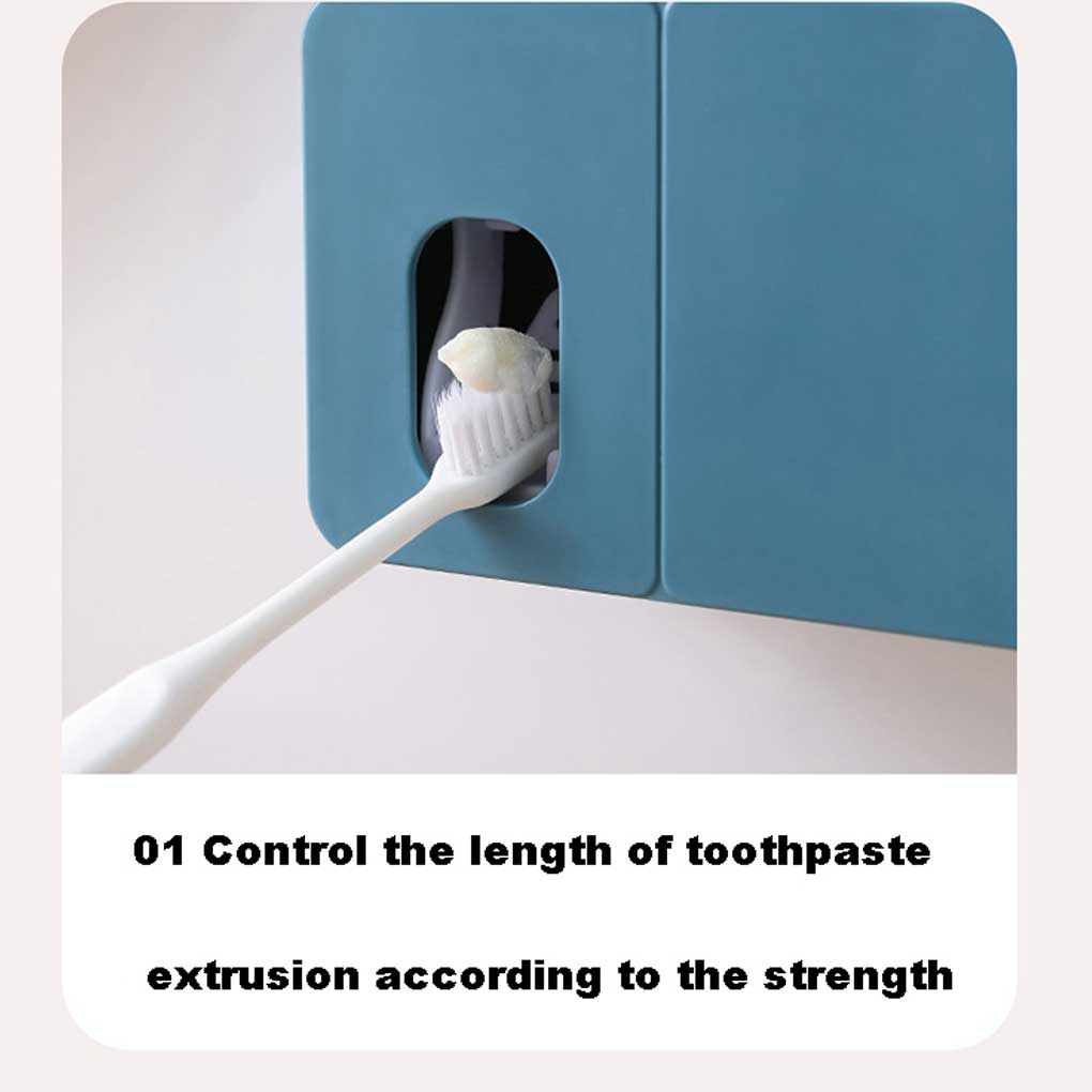 Home 2-in-1 Toothpaste Dispenser Punch-free Wall Mount Tooth Paste Toothbrush Holder Multifunctional Squeezer Bathroom Supplies