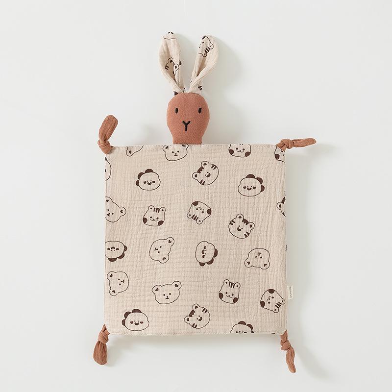 Pure Cotton Baby Comfort Toy: Rabbit Sleep Companion Crinkle Handkerchief