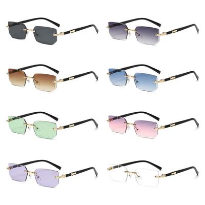 Randlose Kanten geschliffene Rechteck Sonnenbrille Unisex Rahmenlose Brille Designer Mode Vintage Quadratische Tönung Y2k Sonnenbrillen Brillen