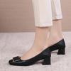 French square head low-heeled single shoes women's one-pedal commuter work high-heeled shoes women's casual versatile thick-heeled women's shoes