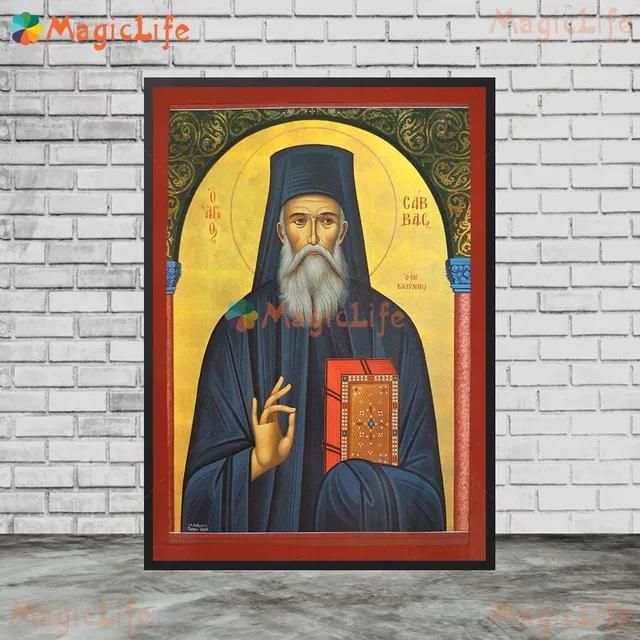 Vintage Byzantine Saint Arsenius Wall Art Canvas for Living Room Decor  Unframed Nordic Style Poster