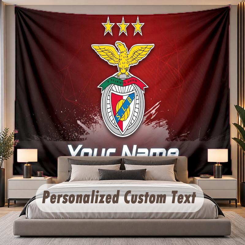 Tapisserie Murale Personnalisée avec Nom et Texte Benfica FC en Polyester pour Chambre à Coucher et Pièce