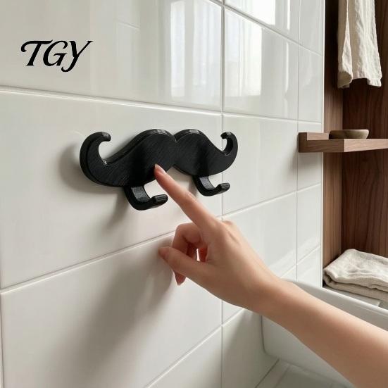 No Drill Razor Holder for Shower 3D Printed Beard Shaped Wall Hook, Self?Adhesive Creative Bathroom Damage Free Adhesive Hooks Home Hanger