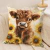 Cute Highland Cow Cushion Cover Soft Plush Fabric DoubleSided Printed Cushion Covers for All Seasons Modern HomeDecor Gift