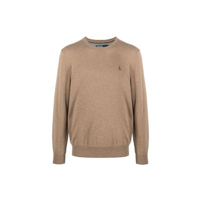 Polo Solid Color Simple Round Neck Fitted Long Sleeve Sweater Men Sweater Brown 710876714-011
