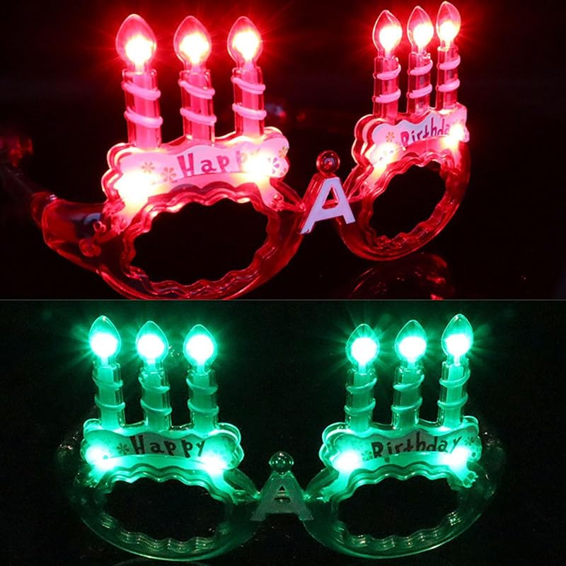 

[mental & body cota] Birthday Gifts, Illuminating Glasses, Birthday Glasses, Sunglasses, Birthday Party Supplies (Party, Red & Green)