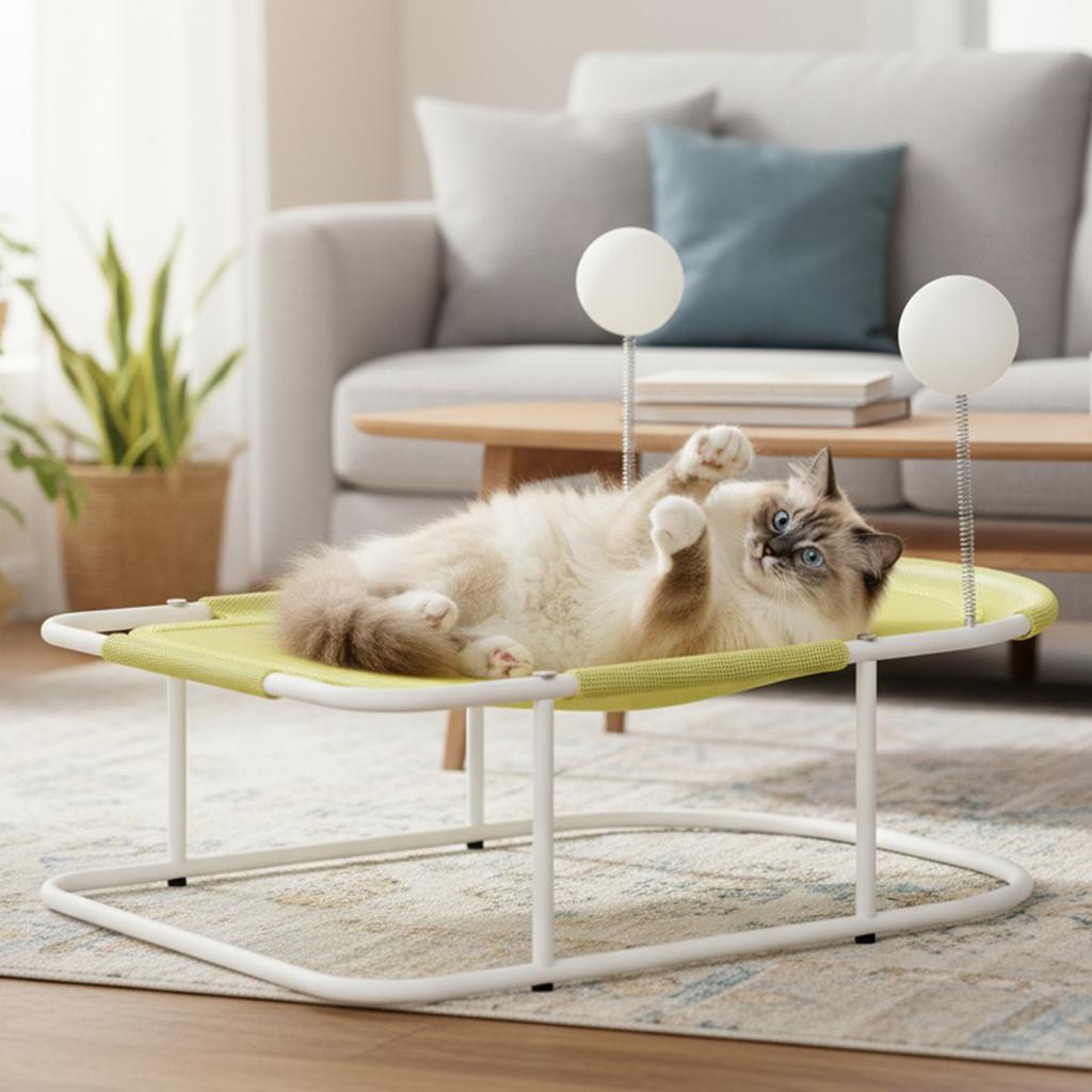 Elevated Cat Hammock Bed With Washable Breathable Mesh Fits Up To 10kg Elevated Outdoor Pet Cot for Kittens/Small Dog