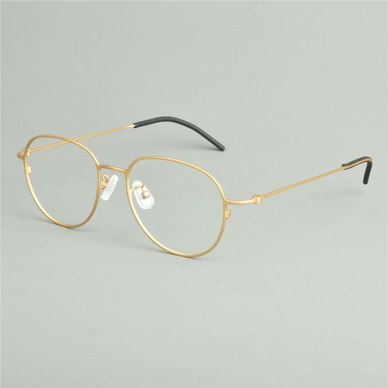 Japanese Handmade Pure Titanium Glasses Frame Men Oval Round Eyeglasses Women Big Face Spectacle Eyewear No Fading Ultralight 6g