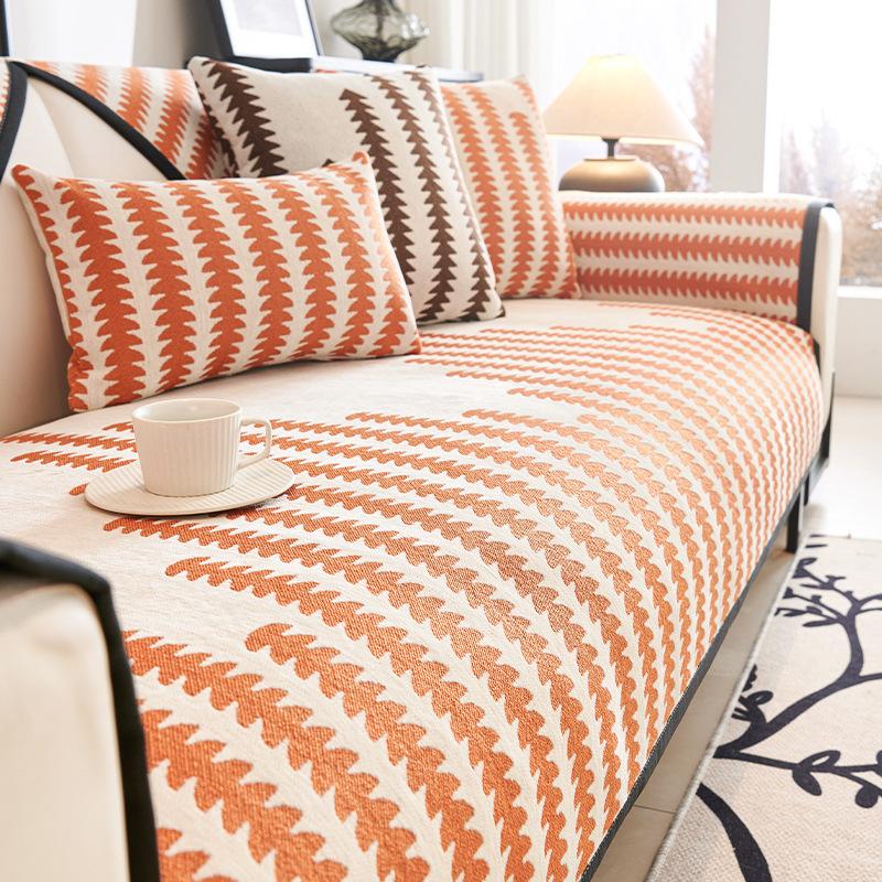 Nordic High-Grade Chenille Sofa Cushion Four Seasons Universal Seat Cushions Non-Slip Living Room Straight Sofa Cover Towel