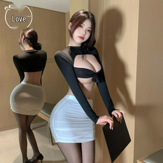 Mulanqing Patent Leather Temptation Lingerie Set: Sexy Bodysuit, Leather Pants, and Gloves for Stage and Nightclub Performances.