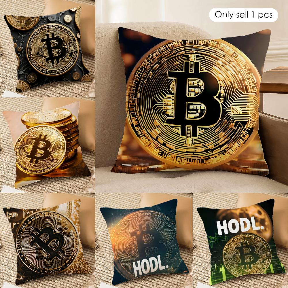 Cool Bitcoin Fashion Luxury Cushion Cover Silky Short Plush Invisible Zipper Dustproof Sofa Pillow Case For Home Decor