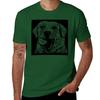 tees blank t shirts plus size tops clothes  yellow lab dog with tennis ball, block print T-Shirt
