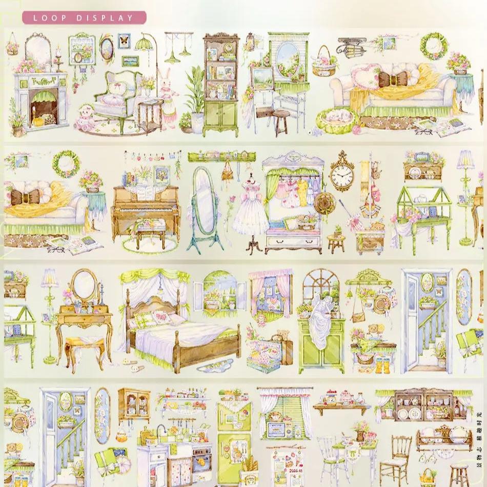 New Cat and Dog Street Lace Window Pink Purple Cloud Sky Landscaping Washi Pet Tape