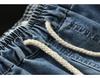 Damen Retro Stickerei Elastischer Bund Schnürung Denim Shorts - Große Größen, Fünf-Punkt Gerades Bein, Sommer 2026 Kollektion.