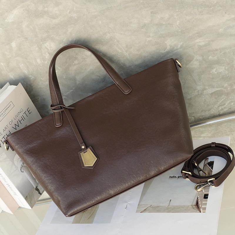 

Модная женская сумка из натуральной коровьей кожи, винтажная сумка-тоут для поездок на работу, большая вместимость, сумка через плечо серый