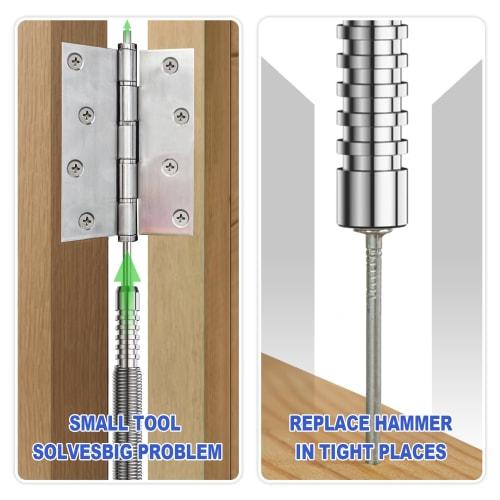 Glieskir Spring-Loaded Nail Set Tool, Dual-Head Nail Setter and Hinge Pin Punch Set, Hammerless 1/16" & 3/32" Spring Nail Set, Super Strong Door Pin R
