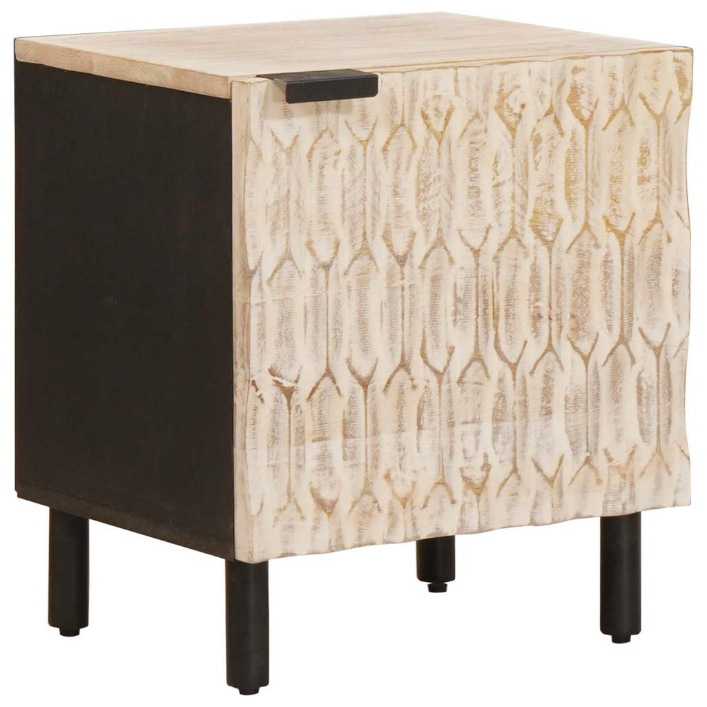 Nightstand 2 Pcs. White 40 X 33 X 46 Cm Solid Mango Wood