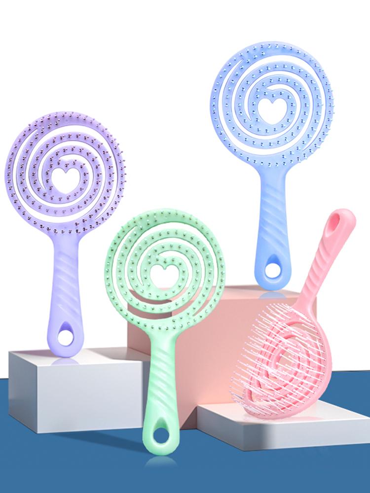 Relaxing Circular Massage Comb Portable Hollow Hair Combs Scalp Massage Brush Salon Styling Tools Solid Color Hair Brush