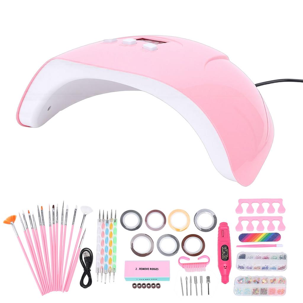 Nail Art Kit for Beginners with Nail Drill Manicure Lamp Glitter Decoration for Women Home DIY