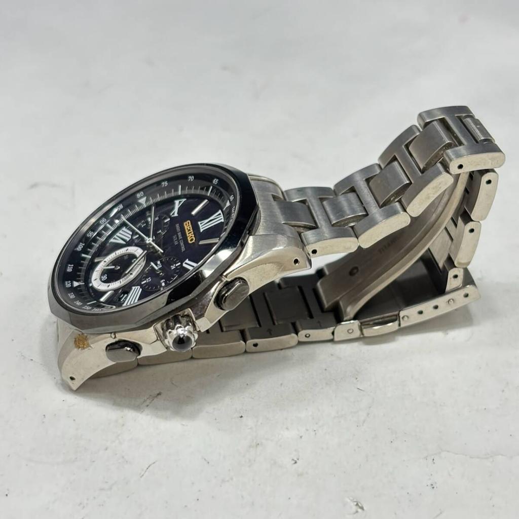 Excellent condition x condition [ Seiko/ SEIKO] Watch/ BRIGHTZ/ Radio-Controlled solar/ Chronograph/ Black Silver/ Working [A758M]