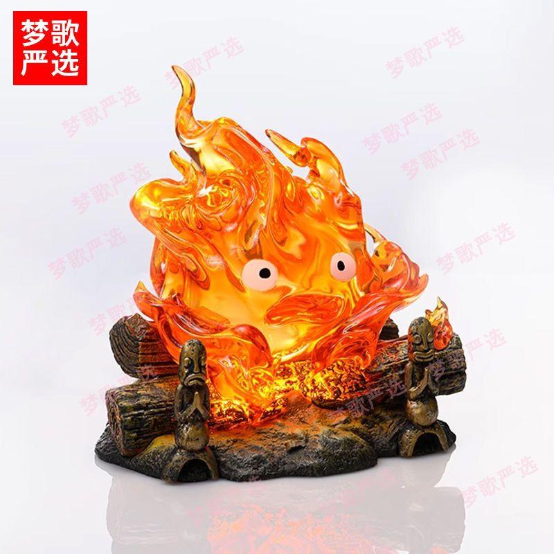 Calcifer Figure Kawaii 12cm Pvc Action Figures With Light Model Figurine Collection Desktop Decoration Kids Toys Birthday Gifts