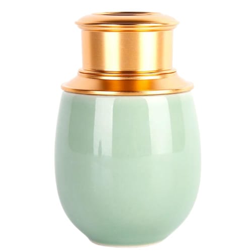 

ideastore Cremation Urn, Mini Urn for Pet Ashes, Buddhist Altar, Interment, Division of Ashes, Ceramic Container, Screw-On (Green, 200ml)