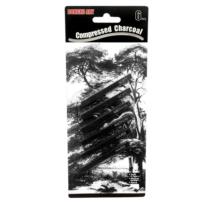 Square Sticks Black Pencil Compressed for Kids Beginners Art Students Amateurs Painter 2 Soft 2 2 Hard