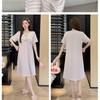 2026 Women's Sweet Casual Mid-Length Plus Size Striped V-Neck Short-Sleeve Nightgown