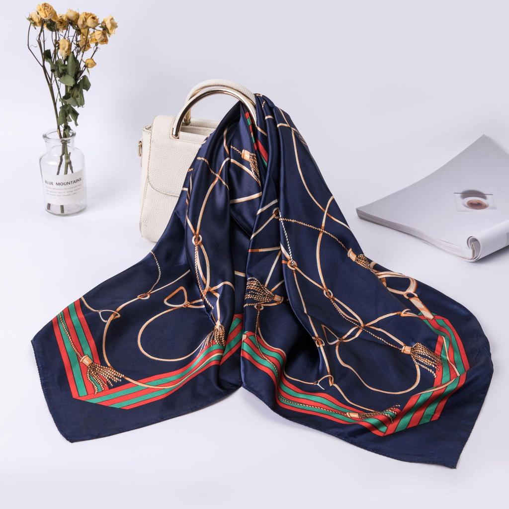 Simulation Silk 90cm Large Square Scarf Silk Scarf Female New 2026 Spring and Fall Models of Foreign Fashion Shirt Large Square Scarf Mother Scarf