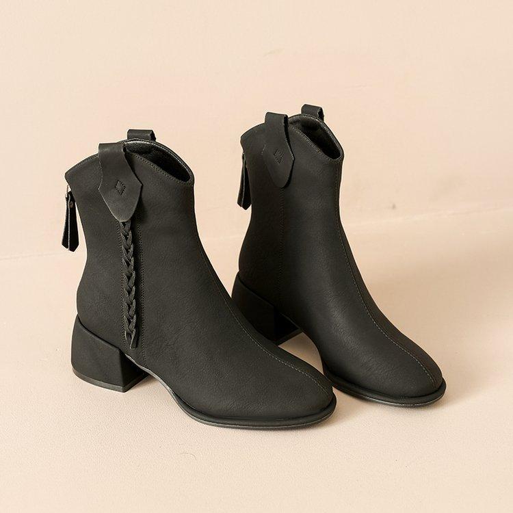 New Autumn Winter Women Ankle Boots Casual Back Zippers Low Heels Shoes Ladies Vintage Short Booties Fashion Soft Leather Shoes