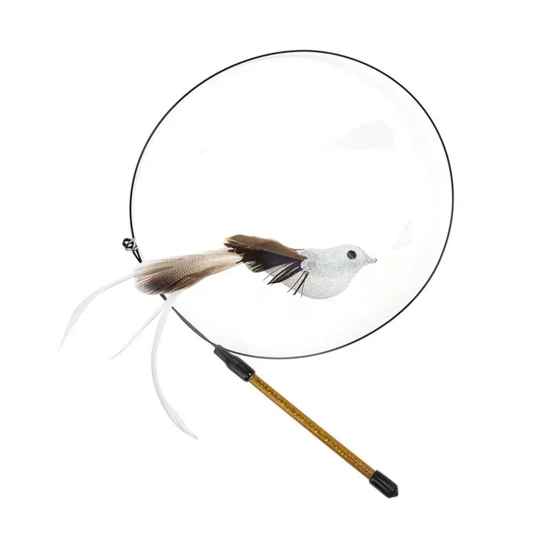 Simulation Bird Cat Toys Funny Interactive Peacock with Bell Cat Stick Toy for Kitten Playing Teaser Wand Toys Pet Cats Supplies
