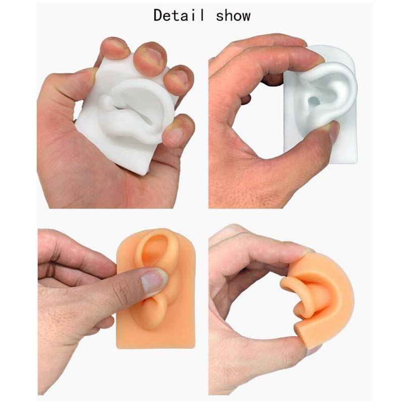 Ear Silicone Model Practice Body Piercing Teaching Tool Earring for Jewelry Display Can Be Reused 1:1 Simulation Human