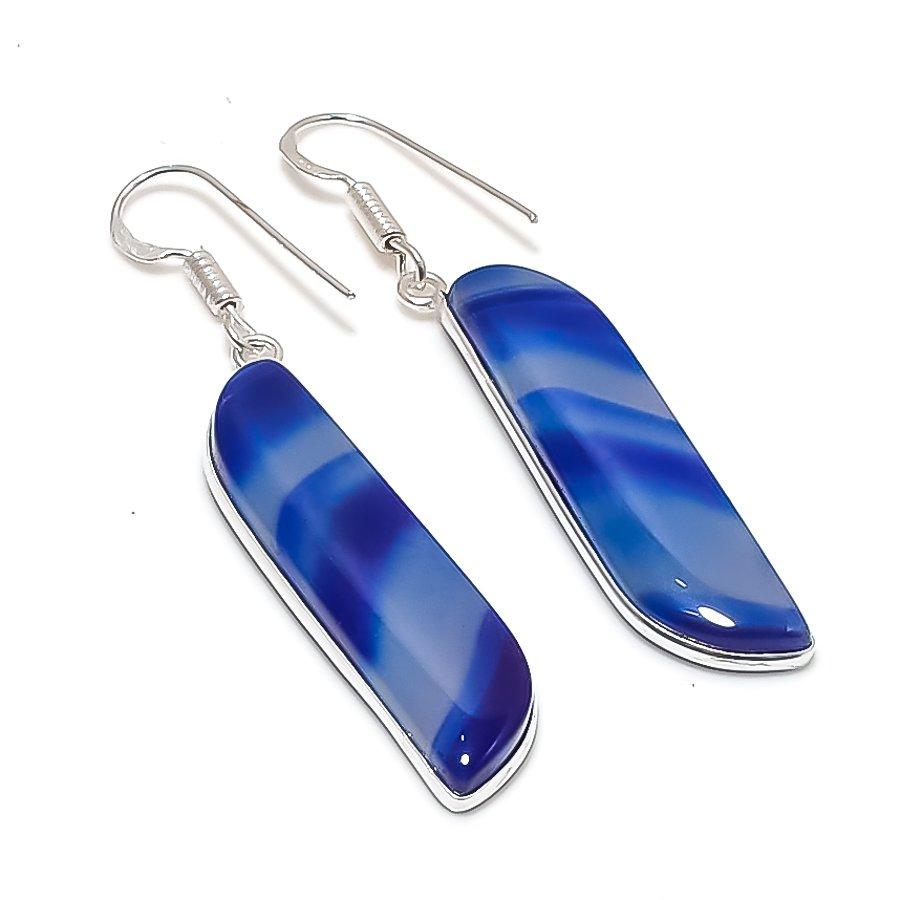 Natural Purple Lace Agate 925 Sterling Silver Jewelry Earring 2.17  AE-12330