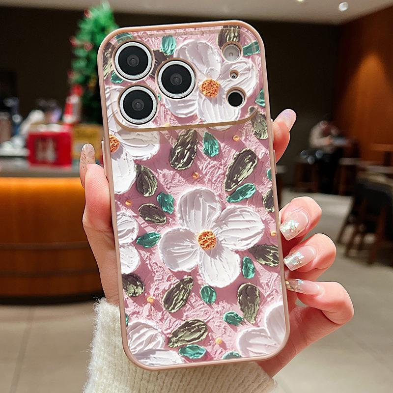 Oil Painting Flowers Pattern Case For iPhone 17 Pro Max Funda iPhone 16 15 14 13 Pro Max Magnetic For Magsafe Hybrid Slim Matte Cover
